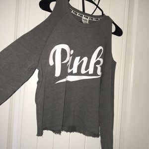 Long sleeve shoulder cut out crop top